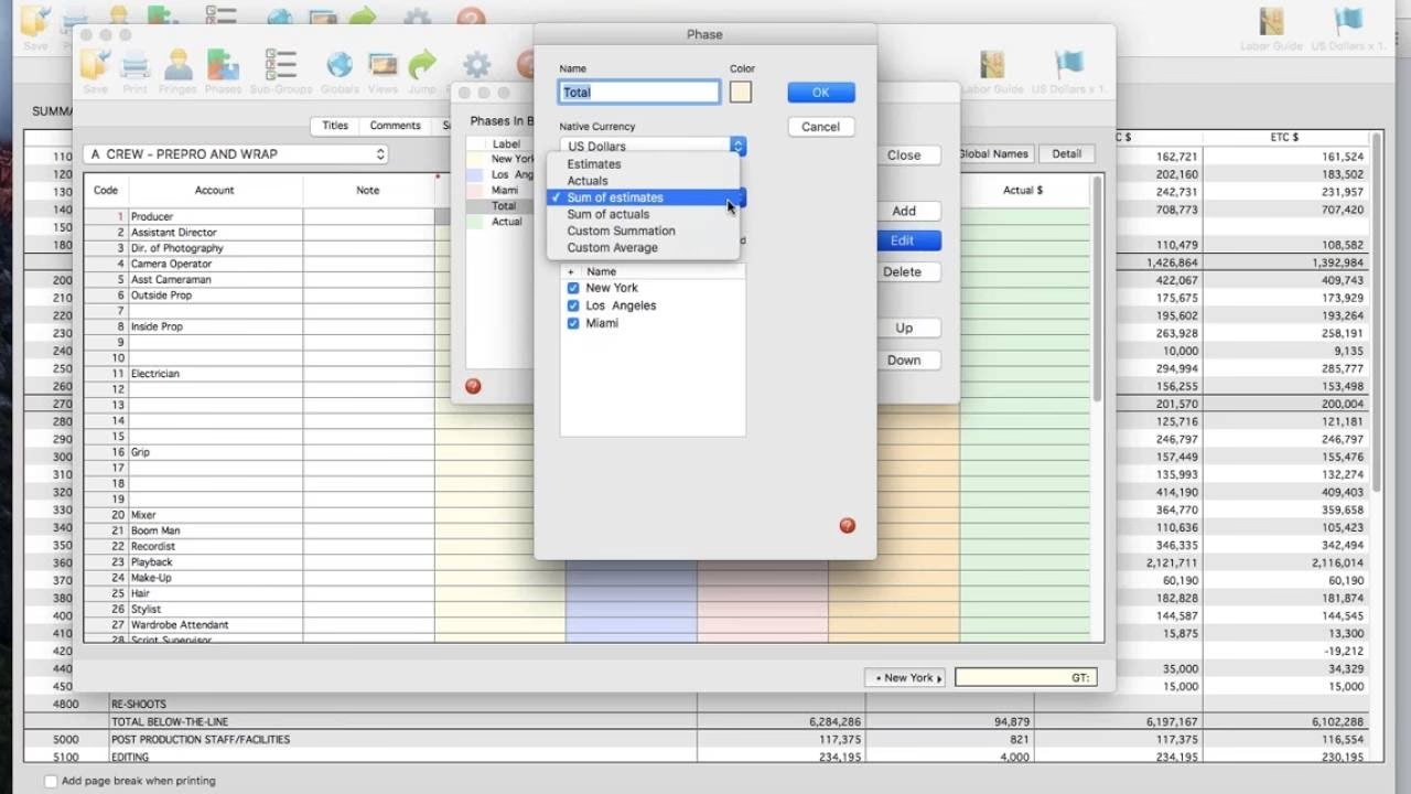 Screenshot of Showbiz Budgeting